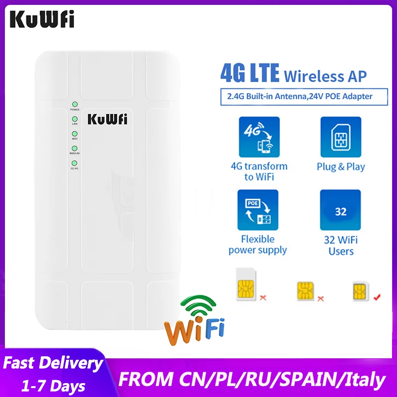 KuWFi 4G маршрутизатор Wifi sim-карта 150 Мбит/с CAT4 маршрутизатор точка доступа Встроенный 4G 5dBi антенна с RJ45 WAN LAN Поддержка 32 пользователей голос