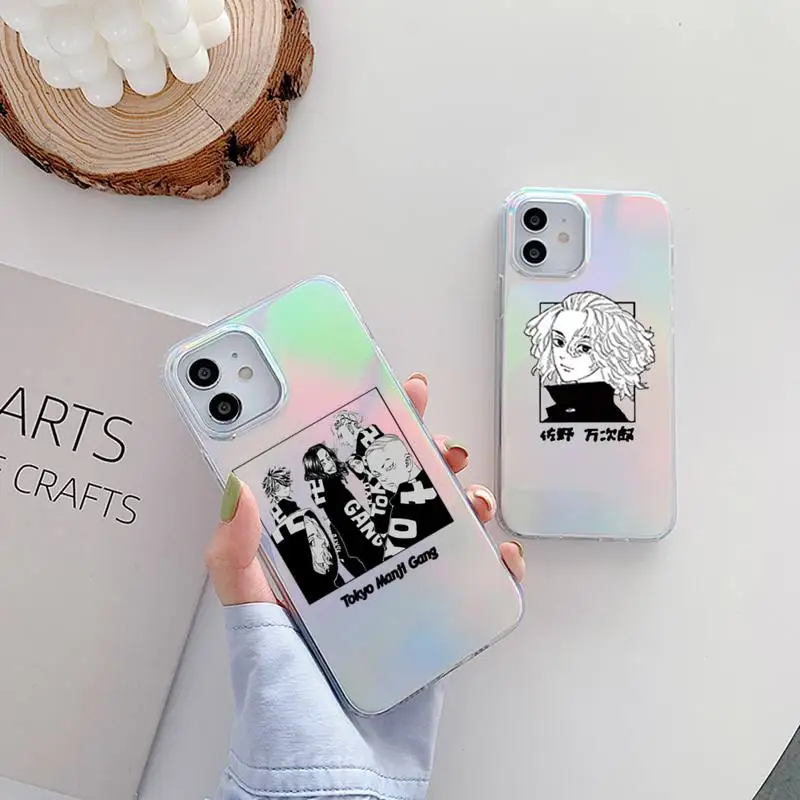 

Tokyo Revengers Manjiro Sano anime Phone Case for iPhone 7 8 9 11 12 X XS XR MINI Pro Max Plus laser Transparent