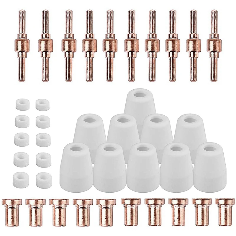 

Air Plasma Cutting Torch PT31 Consumables Kit 40 PCS Copper Extension Electrode And Nozzle Cutting Consumables