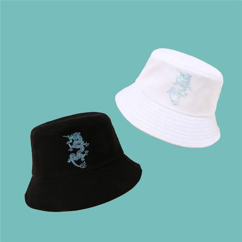 

2021cotton Dragon Print Bucket Hat Fisherman Hat Outdoor Travel Hat Sun Cap Hats for Men and Women 90
