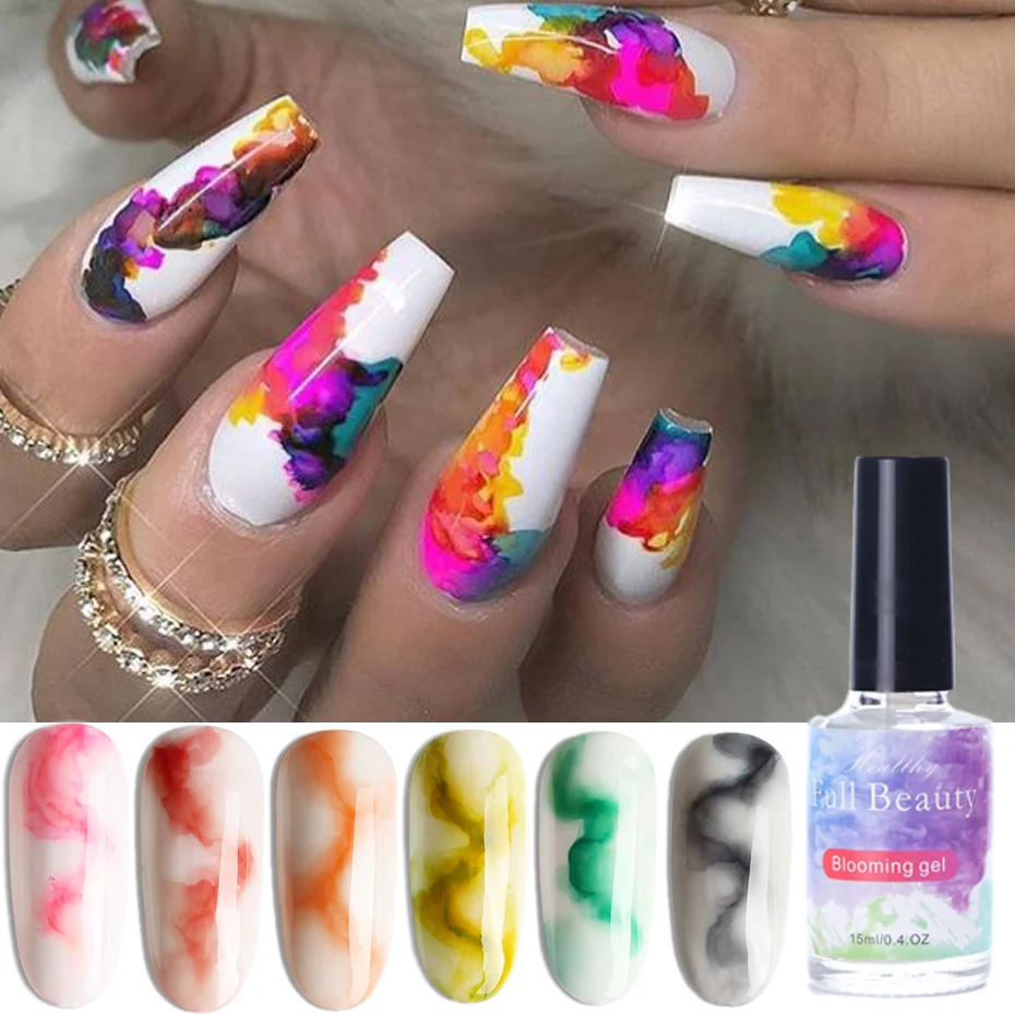 15ML Watercolor Ink Nail Polish Blooming Gel Smoke Effect Smudge Bubble Soak Off Art Varnish DIY Manicure Decoration JI955|Гель для