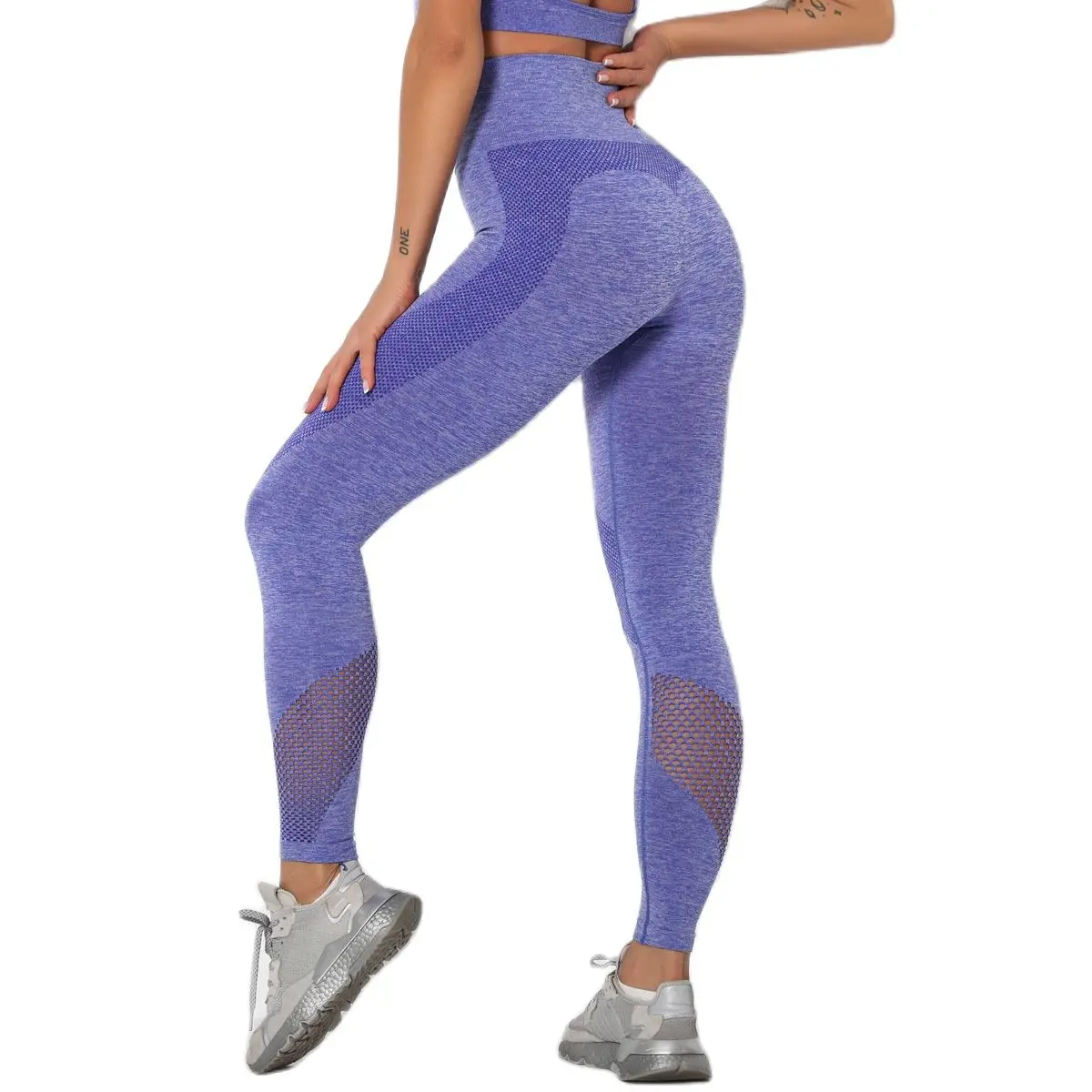 

Blue Womens High Waist Sport Pants Fashion hollow out Jogging Running Leggings Gym Workout Yoga Tights