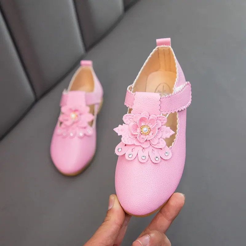 Кожаные туфли VFOCHI для девочек детские с цветочным горохом свадебные детская