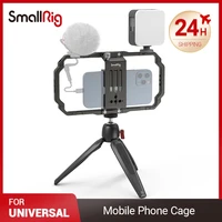 smallrig universal smartphone cage for iphone 13 video vlogging rig for live streaming attach microphone light tripod mount 2791