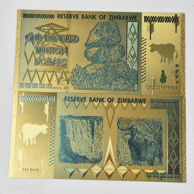 Позолоченный Зимбабве сто триллион долларов Золотой банкноты водяной знак для