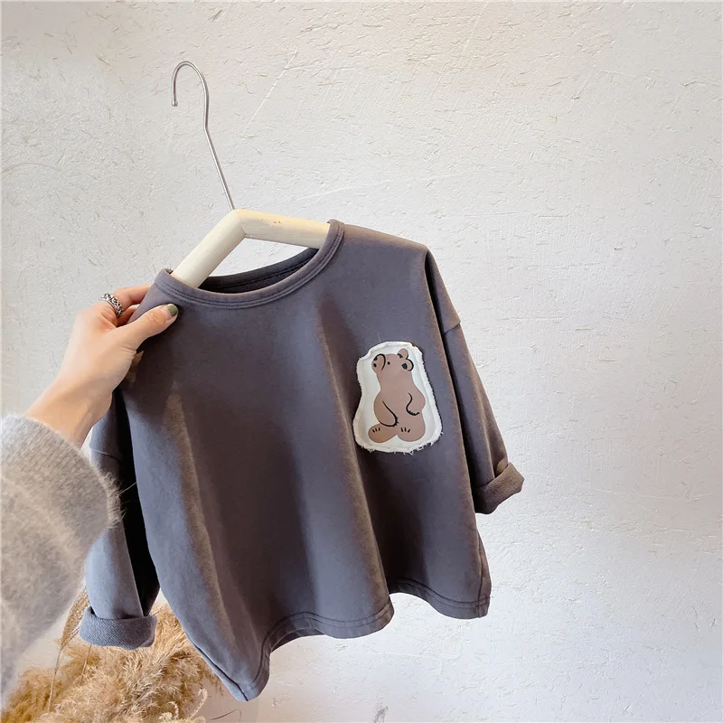 

Koodykids 2021 Spring Baby Girl Boy Long Sleeve Shirt Soft Cotton Shirt For Baby Girl Simple Quality Baby Boy Autumn T-Shirt