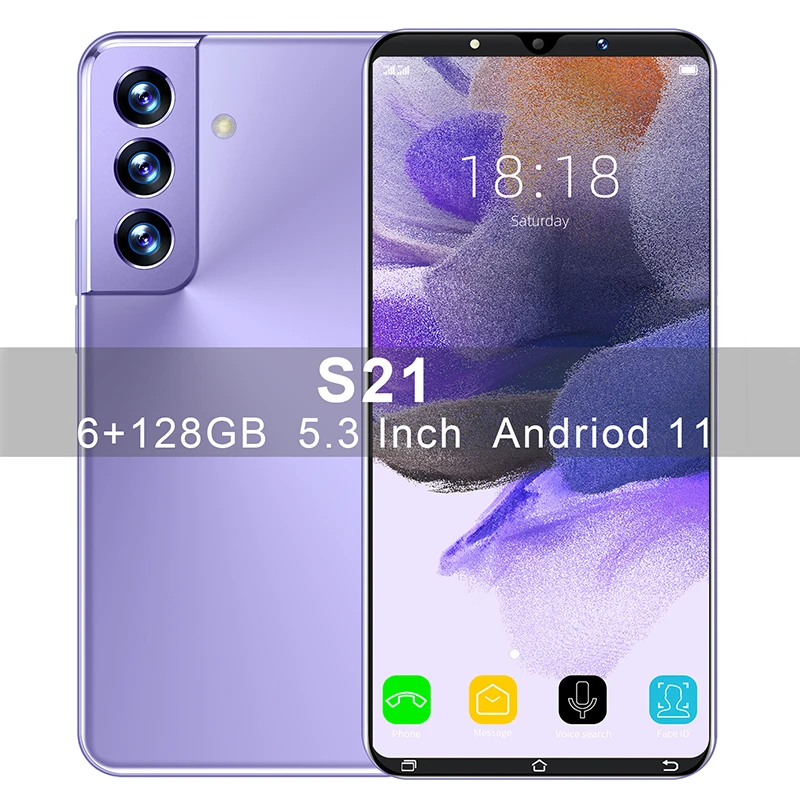 

New Cheap Cellphone Global Version S21 5.3 Inch 6+128GB Andriod 11 Fingerprint ID 13+21MP10 Core Processor MTK6889 Smart Phones
