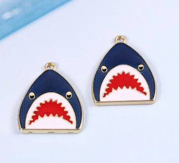 as shown 10 шт./партия, морские животные, Акула, краб, осьминог, оболочка, эмаль, очарование ювелирные изделия, серьги, сделай сам, изготовление шармов золотого цвета - Окраска металла: as shown