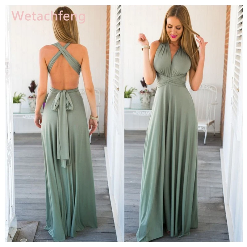 

2020 New Year's dress Red Sling Bandage Bridesmaids Infinity Gown Dress Bodycon Hobo Maxi Sexy Summer Party Dress Women Cloth