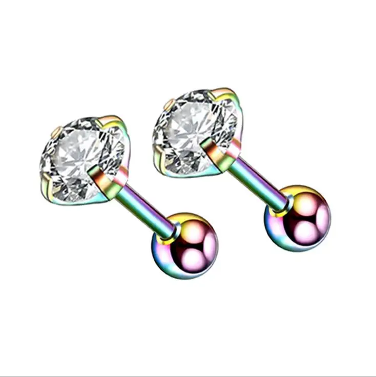 2PC Simple Claw Zircon Ear Nail Stainless Steel Cartilage Stud Earrings for Women Bone Puncture Helix Piercing Jewelry | Украшения и