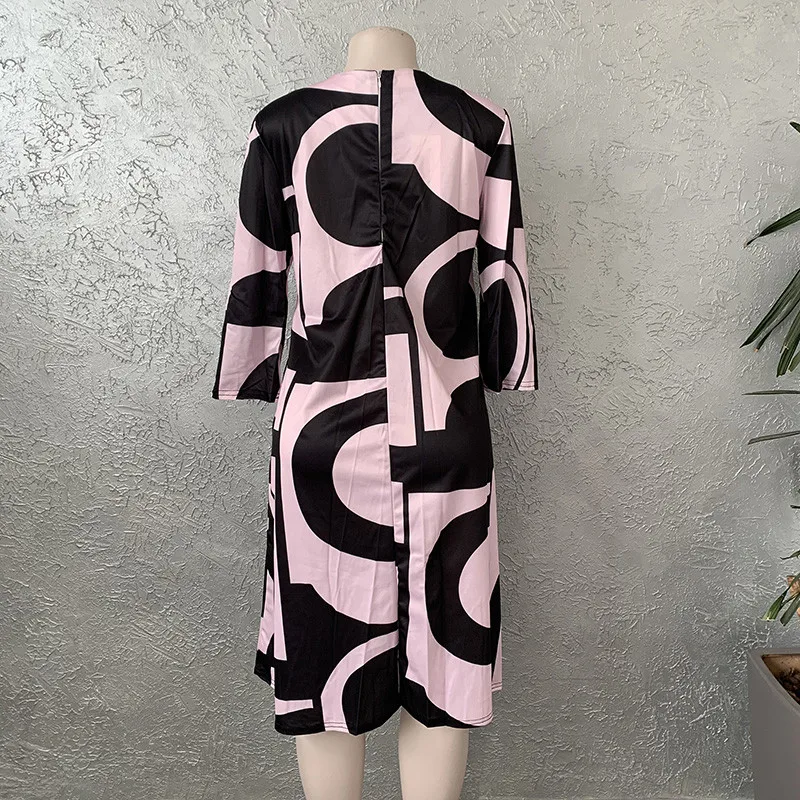 

HOUSEOFSD Summer Casual Round Collar Plus Size Dress For Women Fashion Short Sleeve Mid Shirt Skirt