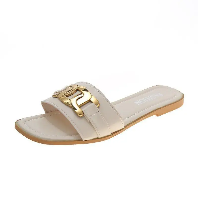 

New Fashion Weave Slippers Women Square Toe Flat Casual Shoes Women Slide 2021 Summer Flip Flops Beach Sandal Slipper Big Size40