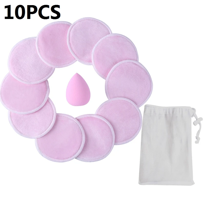 10pcs 3/6/10 шт мягкой микрофибры косметическая губка тканевая прокладка многоразовые средство для снятия макияжа с ватным тампоном для чистки лица спонж для умывания косметический инструмент - Цвет: 10pcs