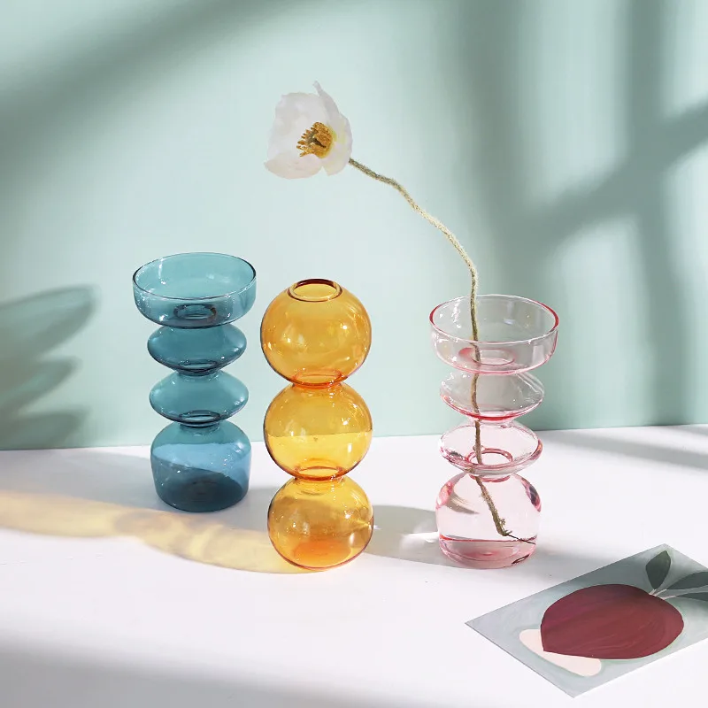 

New Nordic Glass Vase Home Small Hydroponic Plant Glass Bottle Living Room Decor Dried Flower Decoration Transparent Flower Vase