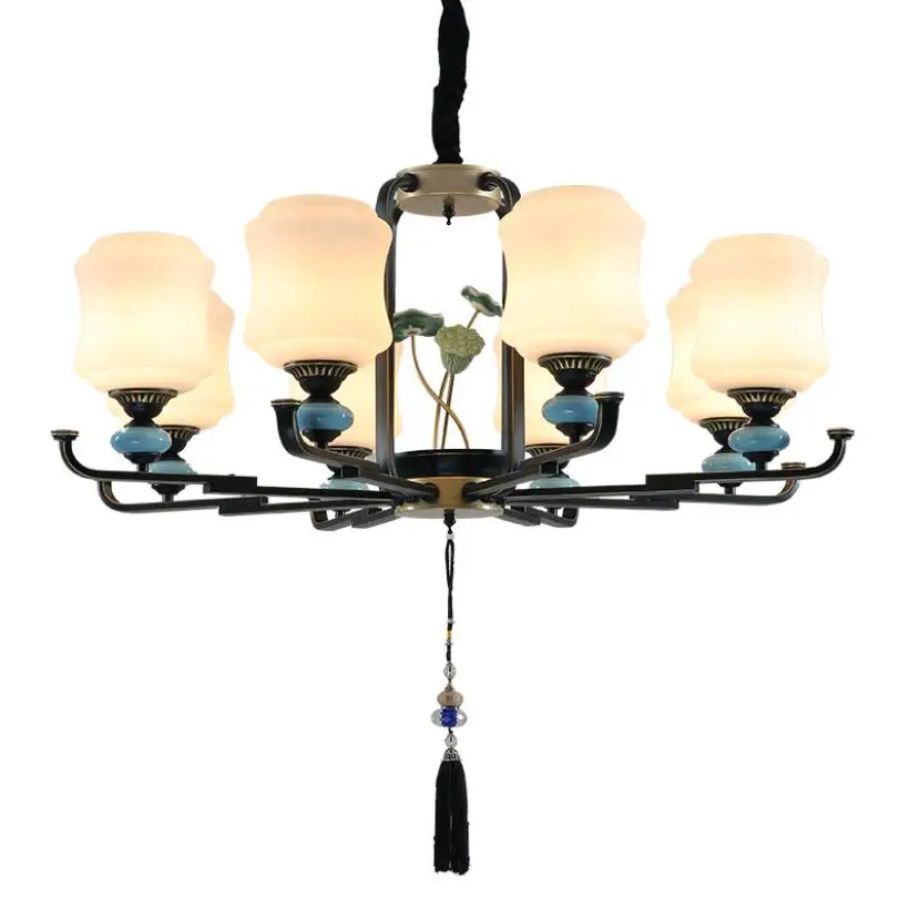 Новая подвесная лампа в китайском стиле для гостиной люстра столовой простая