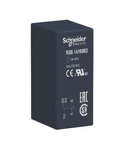 

Интерфейсное штепсельное реле RSB1A160BD, 16 A, 1 CO, 24 В постоянного тока