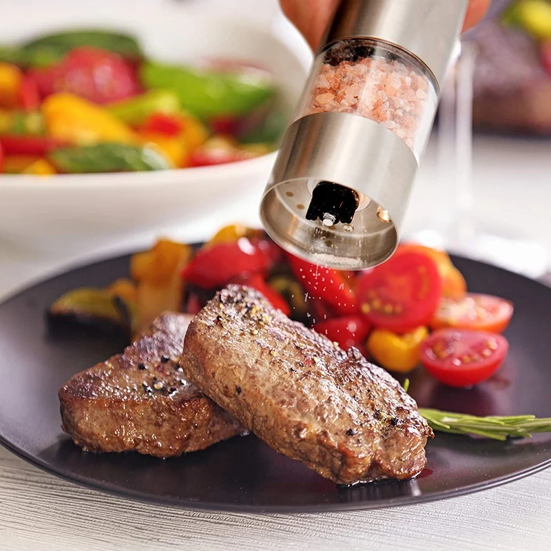 Электрическая мельница для соли и перца работающая на батарейках нержавеющая