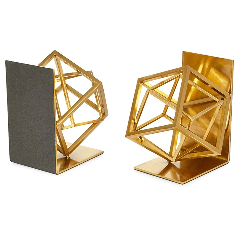 

Gold Square Metal Bookends, Non-Skid Book Holders (10 x 5.6 x 3.14 In,1 PCS)