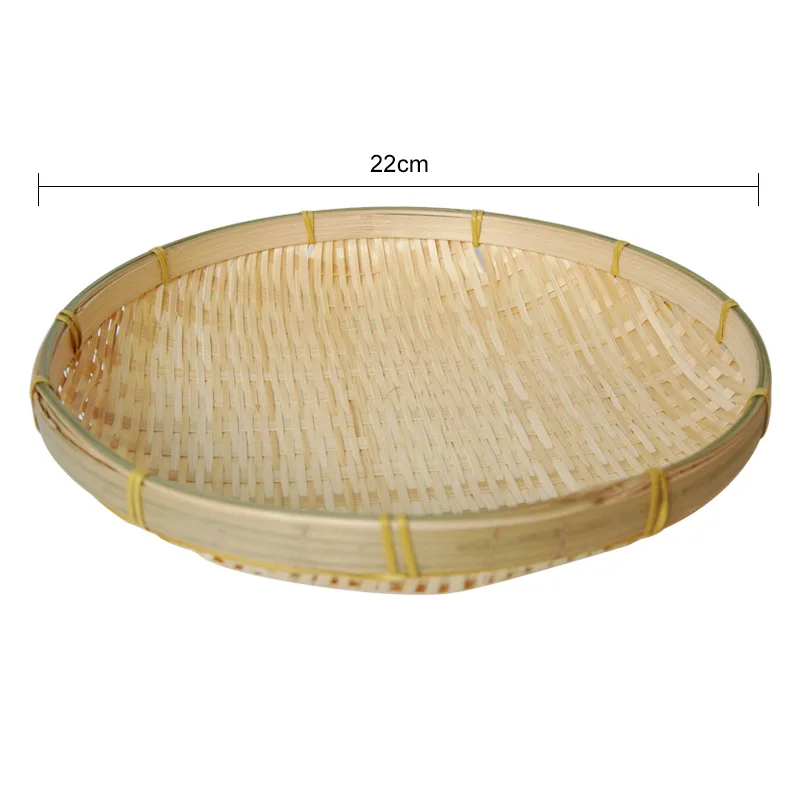 Diameter 22 Ручные бамбуковые сито экологически чистые бамбуковые плетеные плиты для хранения круглое блюдо для закусок Фруктовая корзина для еды украшения дома аксессуары - Цвет: Diameter 22