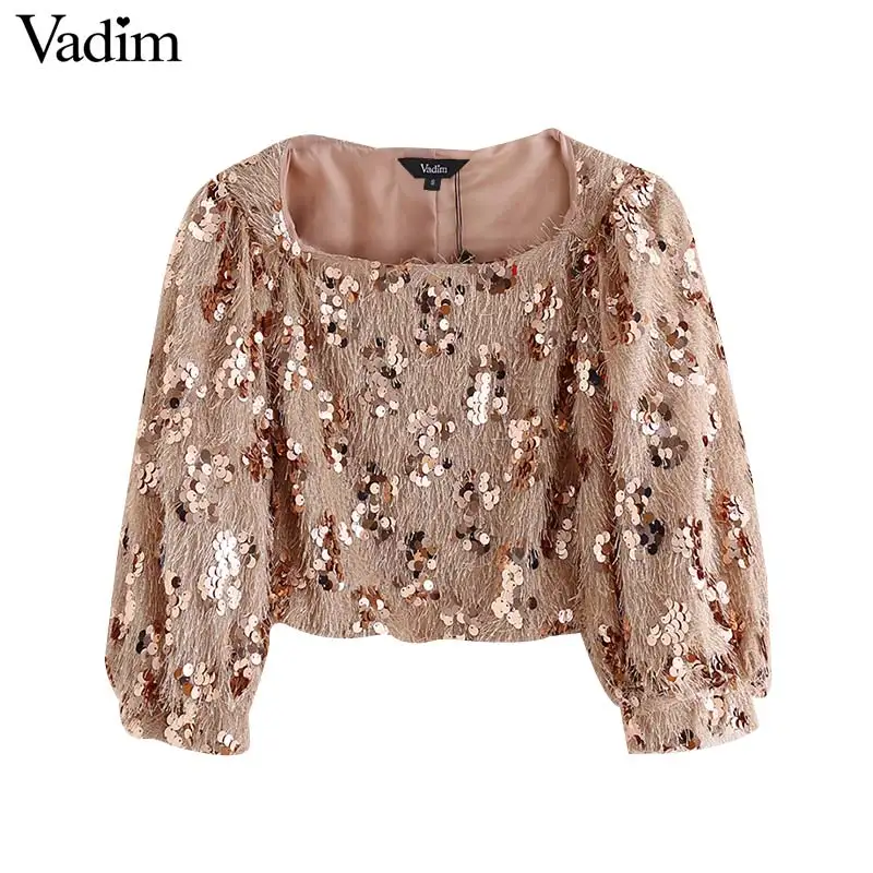 Vadim шикарный укороченный топ с блестками и кисточками в стиле пэчворк квадратный