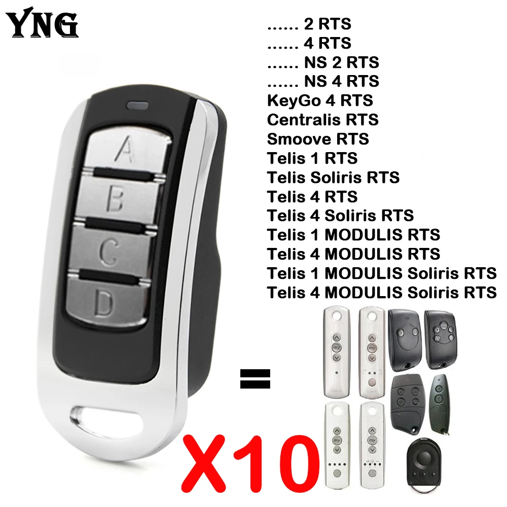 

Пульт дистанционного управления SOMFY RTS 433,42 МГц Somfy Keytis NS 2 4 RTS / Telis Soliris 4 MODULIS RTS, пульт дистанционного управления гаражными воротами, 10 шт.