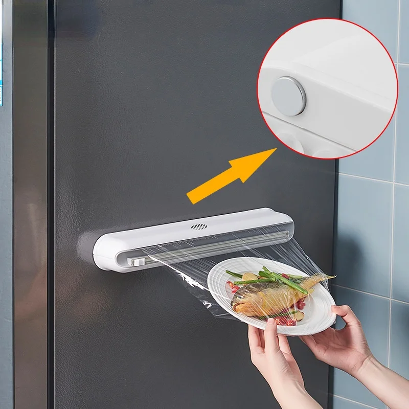 

cling film cutting box, adjustable suction cup for wall, plastic cutter home kitchen food storage product CN(Origin)
