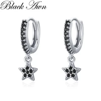 black awn hoop earrings for women star classic silver color trendy spinel engagement jewelry i224