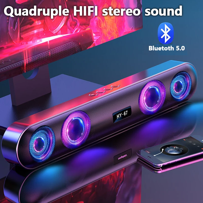 

Wireless Bluetooth Speaker High Sound Quality Column Volume Computer Speakers Subwoofer Desktop Audio Colorful Lights Soundbar