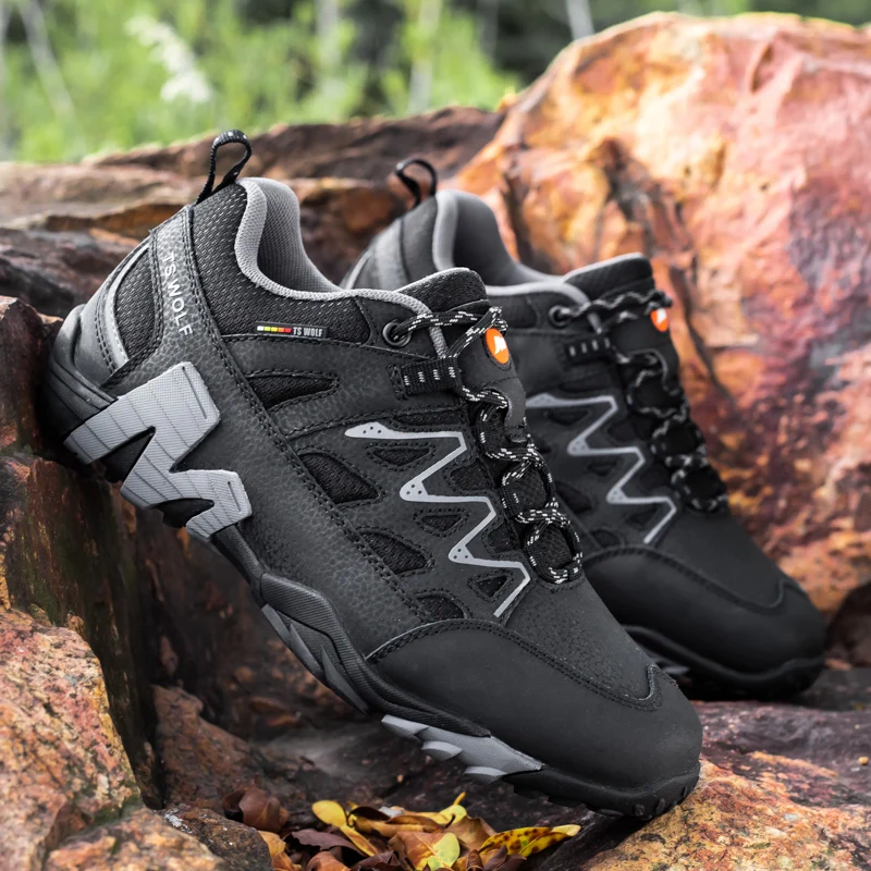 

Men Sneakers Genuine Leather Waterproof Outdoor Hiking Shoes Climbing Sports Trekking Shoes Ankle Work Boots Zapatillas Hombre