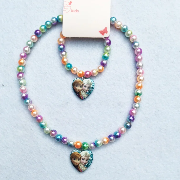 Детское ожерелье из мультфильма Принцесса Диснея браслеты Холодное сердце Эльзы