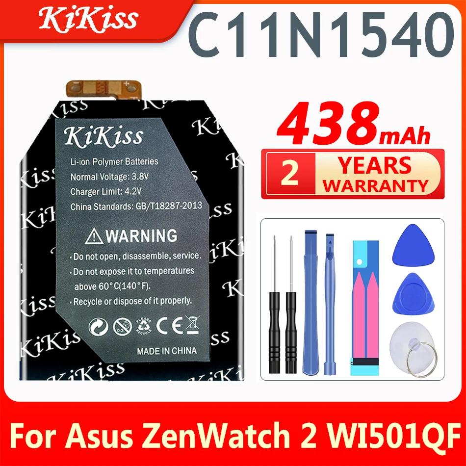 

Аккумулятор KiKiss 438 мАч C11N1540 C11N1502 для Asus ZenWatch 2 WI501QF WI501Q, Сменный аккумулятор для умных часов
