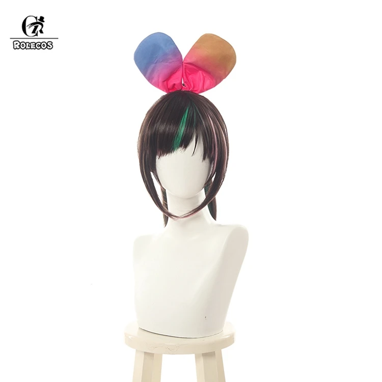 ROLEOCE Kizuna AI, косплей, волосы, Vtuber, Hello World, косплей, Ai-chan, Youtuber, 60 см, коричневый, розовый, длинный, конский хвост, прямые волосы