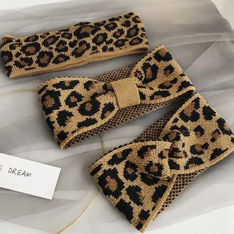 

Wide Headband Winter Leopard Hairband Fashion Women Wrap Turban Hair Bands Warmer