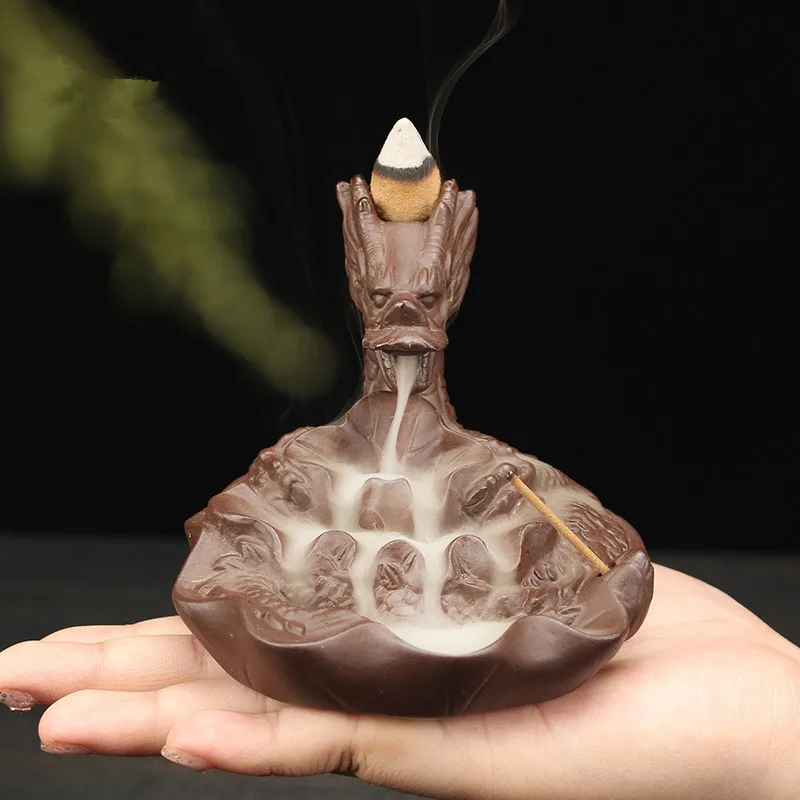 Курильница из фиолетовой глины с обратным потоком креативный домашний декор