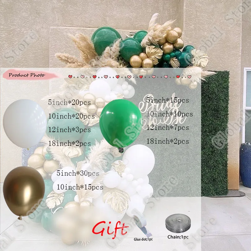 Globos de l&aacute;tex dorados, blancos, dobles, verdes y negros, guirnalda para ARCO, boda, cumplea&ntilde;os, graduaci&oacute;n, Baby Shower, decoraci&oacute;n para el hogar, 124 Uds.-1