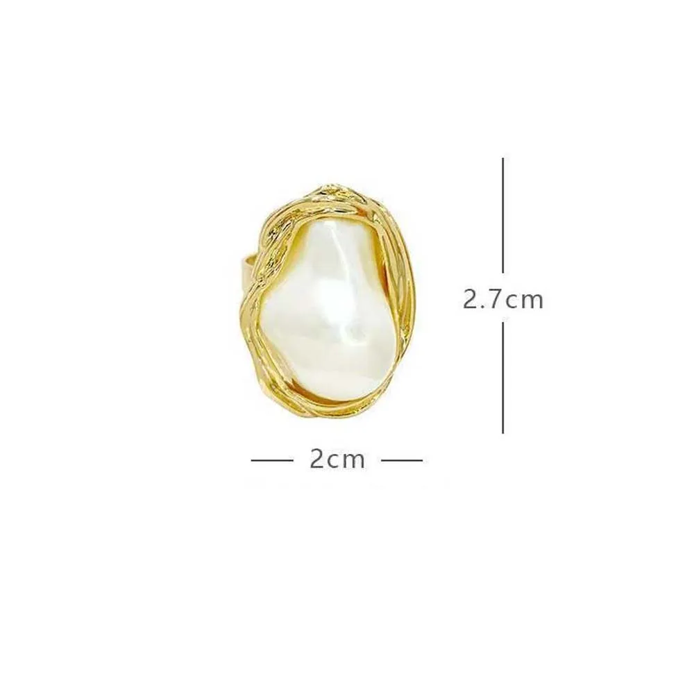 

Light Luxury Retro Niche Design Pearl Ring Women's Fashion Ring Cold Wind Index Finger Open Ring