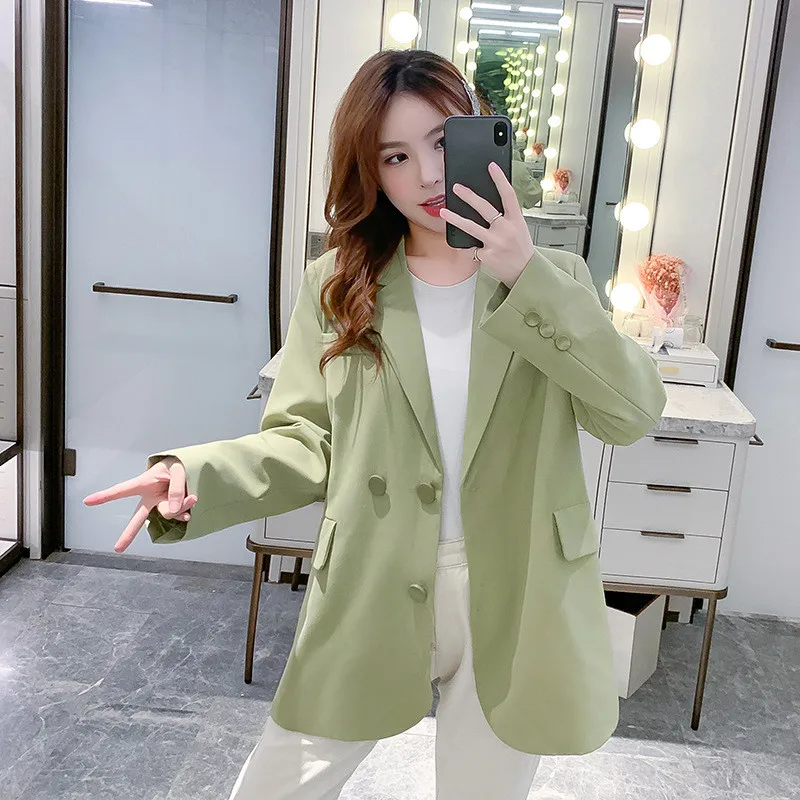 

Fashion Small Blazer Jacket Female 2021 Spring Autumn Temperament Commute Loose Casual Slim Solid Color Suit Jacket JD1715