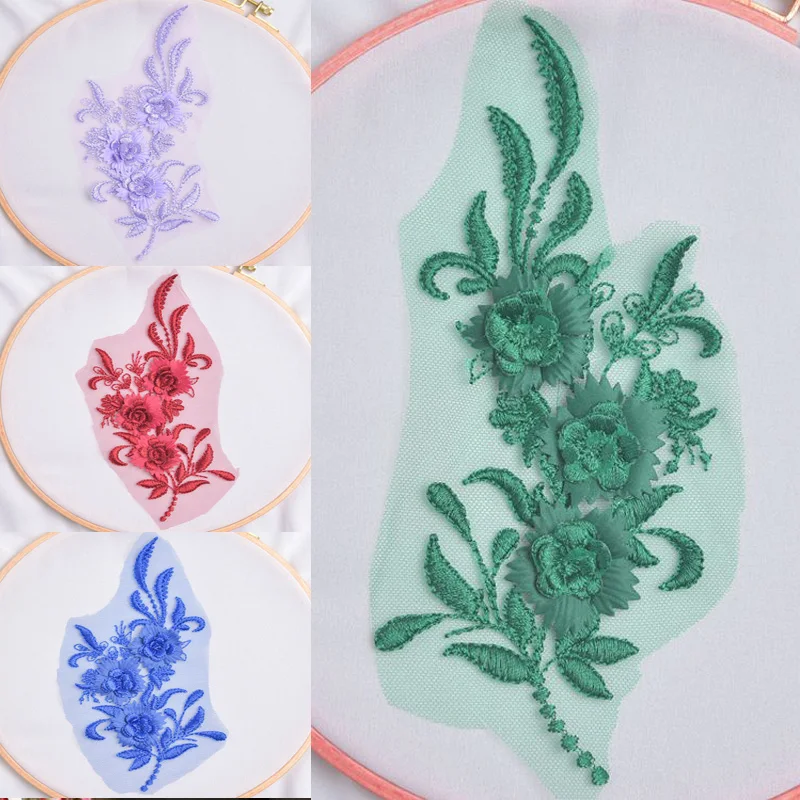 Новое поступление 3D Цветочная вышивка аппликация воротник кружевная отделка