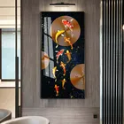 Картина на холсте с изображением рыбы кои фэн-шуй, Картина на холсте для гостиной, Современный домашний декор без рамки