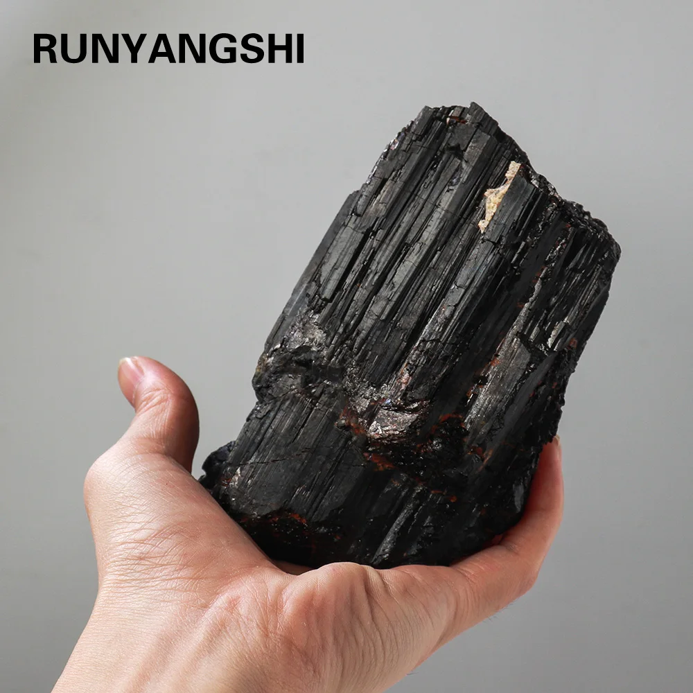 1-1.2kg Big Size Natural Crystal black tourmaline Rough Jet Stone Healing Decorative stone raw ore collection