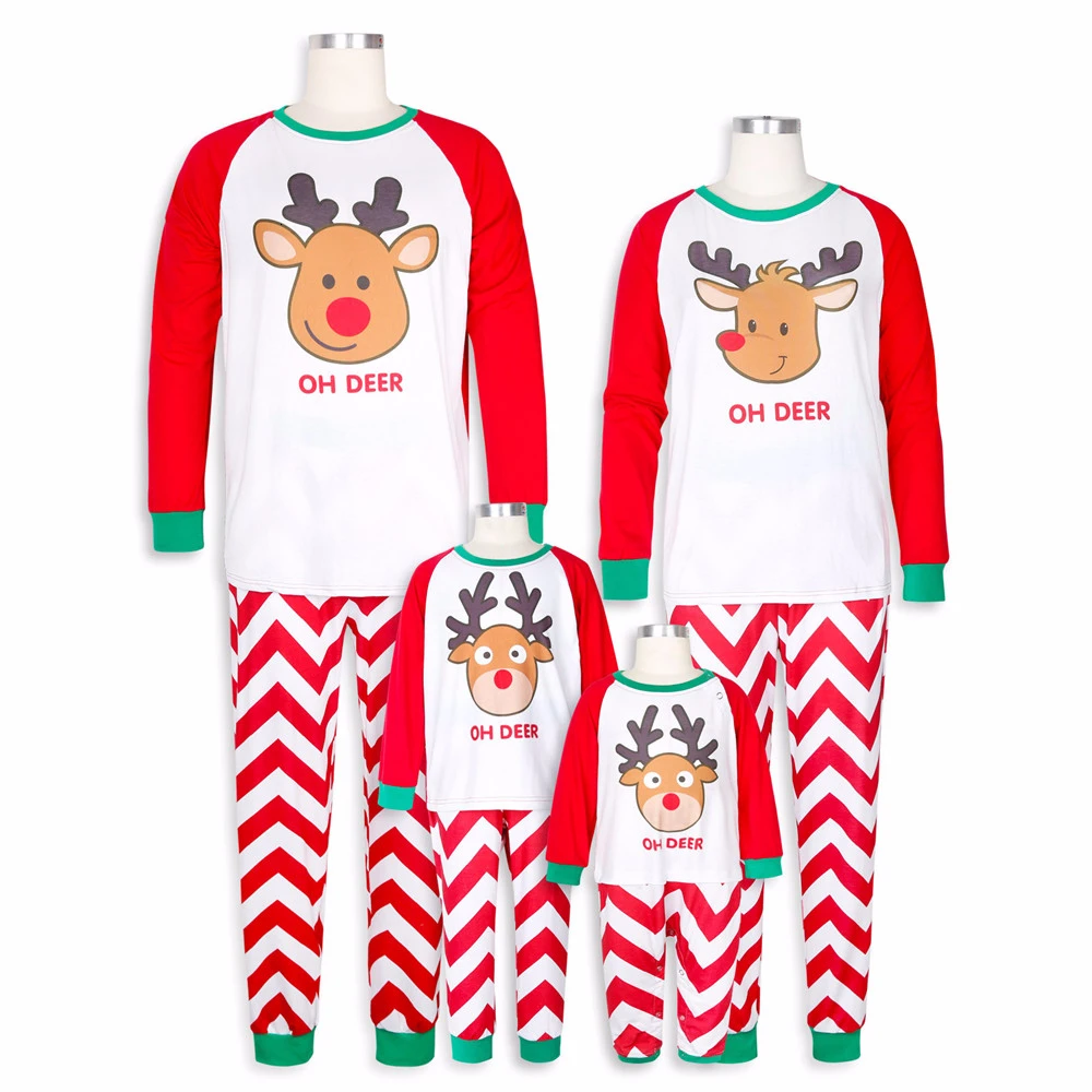 Cotton Xmas Moose Christmas Family Matching Pajamas Set Adult Kids Cute Cartoon Print Sleepwear Pjs Nightwear Party Clothing | Мать и