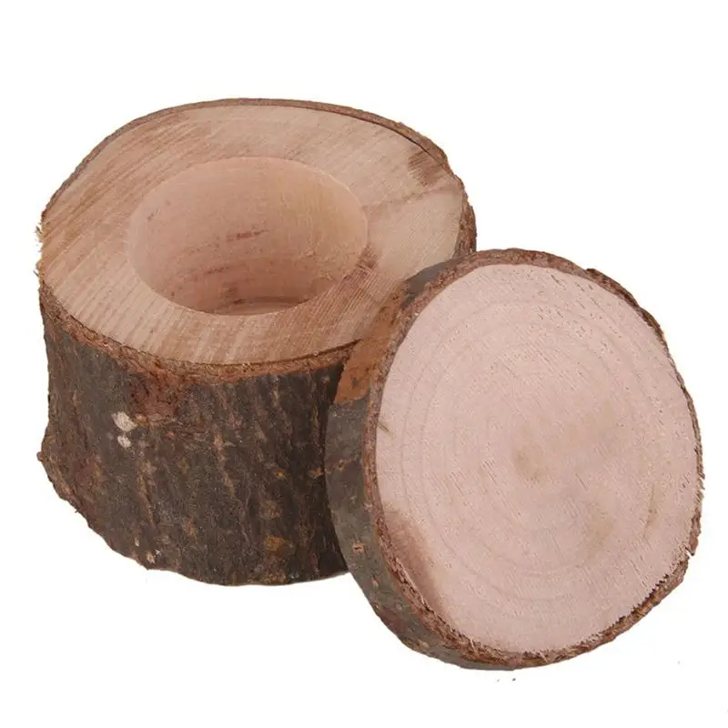 Пустой деревянный контейнер для колец круглый Шебби шик рустикальный носителя