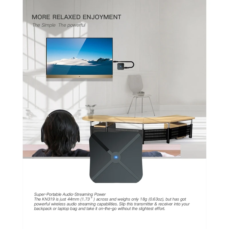 

KN319 Bluetooth 5.0 -Audio Receiver Transmitter 3.5mm AUX Jack RCA Stereo Music Wireless Adapter For Speaker TV Car PC