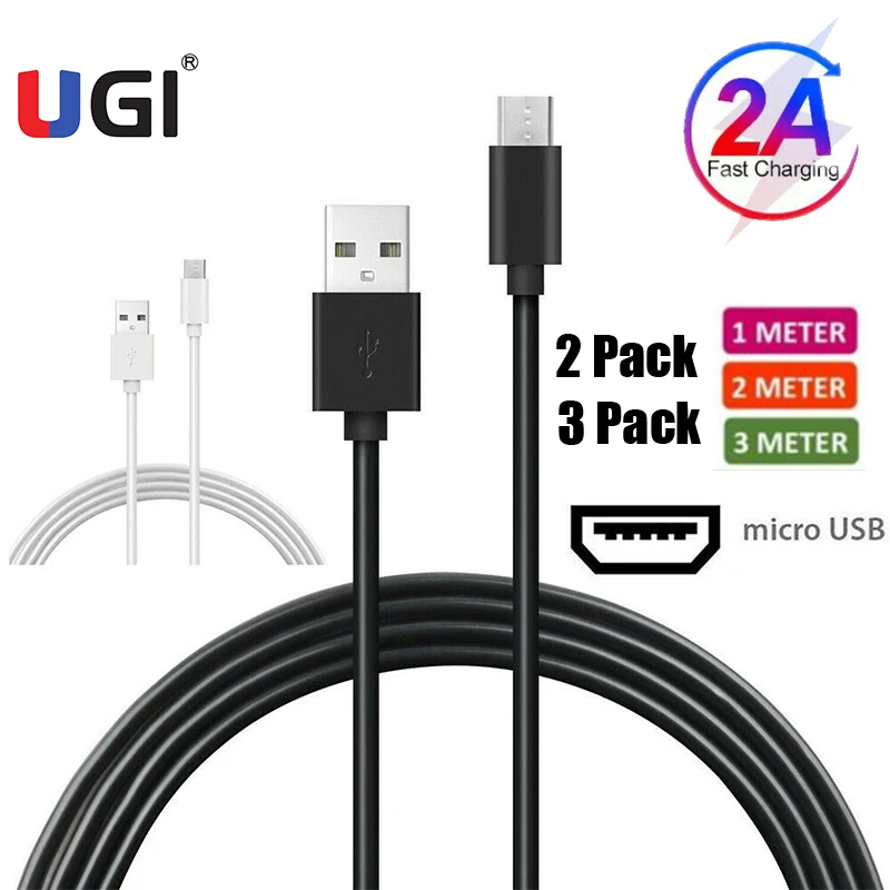 

UGI 2/3 Pack Micro USB Charging Cable Charger Type C USB C For Samsung Huawei Xiaomi OnePlus Pixel HTC Huawei Data Sync Android