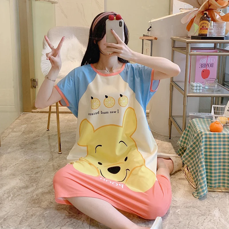 

Summer Student Nightdress Short Sleeve Pullover Loose Cute Cartoon Thin Girl Dress kigurumi