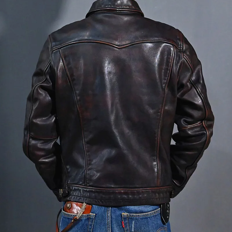 

X2091 Read Description! Asian Size Super Top Quality Genuine Horse Leather Slim Classic Durable Horsehide Stylish Rider Jacket