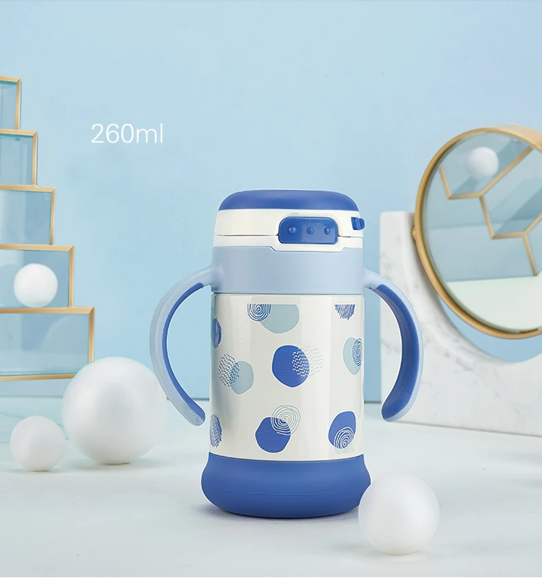 Babycare/260 мл Термос для детей, Термокружка с соломинкой, противоскользящая, для детей, для питья, для кормления, бутылка из нержавеющей стали