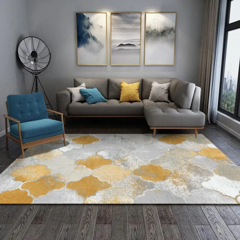 

Nordic Morocco Yellow gray color geometric living room floor mat bedroom plush rug bathroom door mat 1.6x2.3m customize carpet