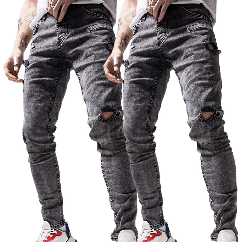 

Skinny Jeans Men Clothing Ropa Hombre Hole Pencil Pants Men Jogger Men Pants Casual Fashion Denim Pants Male Jeans
