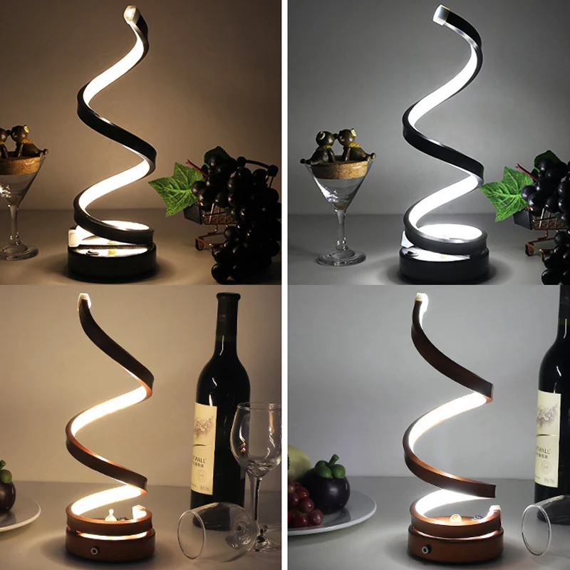 Спиральная настольная лампа светодиодный светильник с USB-зарядкой декоративный